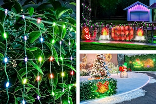 3 lifestyle images of the Govee holiday net bush lights