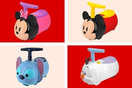 4 stock images of Kiddieland Disney Ride-On Toys: Minnie, Mickey, Stitch & Olaf