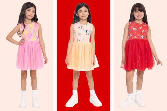 3 kids character tulle dresses: Minnie Mouse, Squishmallows & Hello Kitty