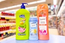 suave kids shampoo, deodorant, and regular shampoo on a shelf