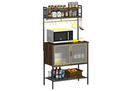 Bakers Rack with Storage Cabinet