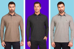 Men's Long-Sleeve Polo Shirts, as Low as $7 at Walmart card image