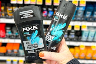 hand holding two axe products