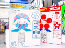 Two Brickcraft Sanrio Flower Vase Sets in stores at Walmart