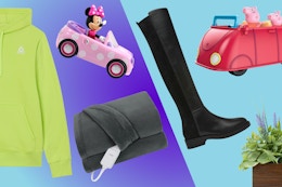 6 Walmart clearance deals: Reebok hoodie, Minnie Mouse & Peppa Pig toy cars, heated blanket, women's boots & faux plant