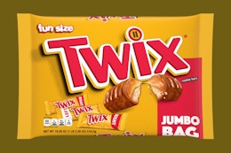 Twix Fun-Size Jumbo Candy Bag, Less Than $5 on Amazon card image