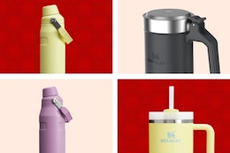 stanley bottles on a grid