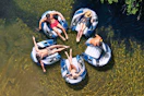 Five Intex Lounge Chair Floats connected with friends