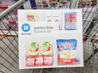 pantry storage bins in a cart
