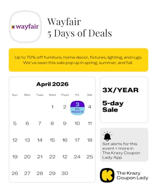 Wayfair 5 Days of Deals Dates