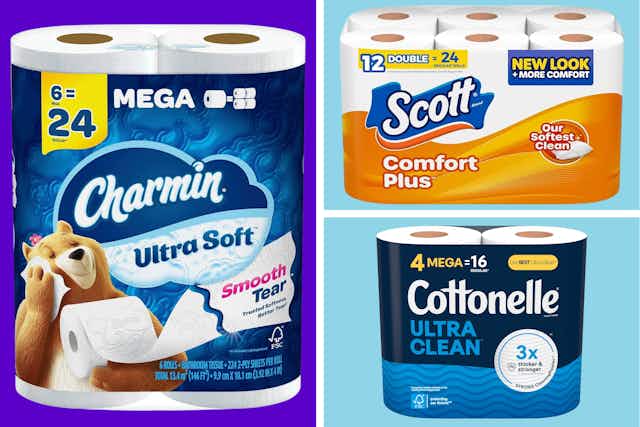 Amazon Toilet Paper Coupons: $4.09 Scott, $6.59 Charmin, and More card image
