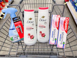 dove colgate febreze revlon items in walgreens cart