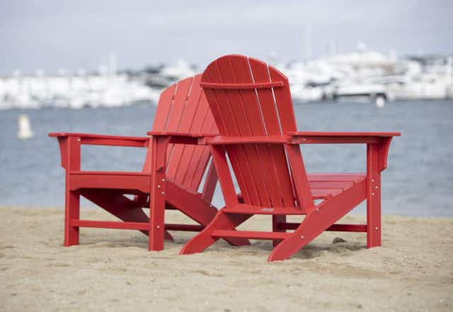 Limited-Time Deal: Two Wood Adirondack Chairs, Only $99 at Home Depot card image