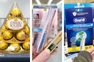 collage with ferrero rocher, maybelline, and oral-b