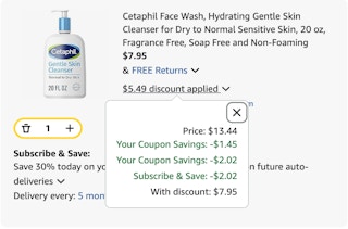 Cetaphil face wash Amazon receipt