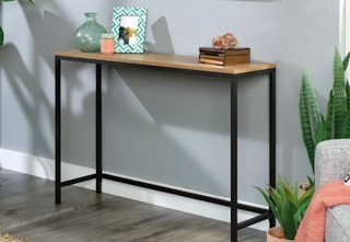sauder wood and metal console table 