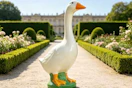 a porch goose in a garden