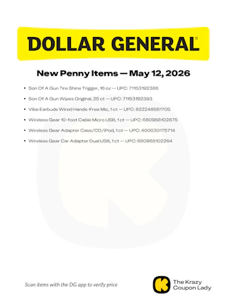 graphic of Dollar General Penny List for May 12 Page 2