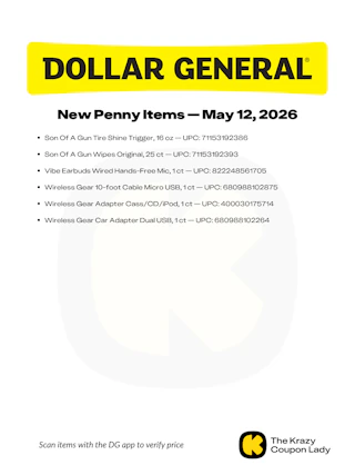 graphic of Dollar General Penny List for May 12 Page 2