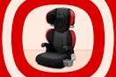 Stock image of (black & red) Disney Mickey Mouse Booster Car Seat