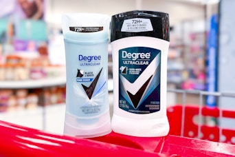 2 degree deodorants sitting on a target cart