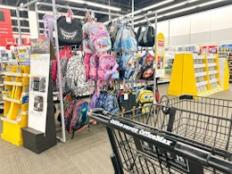 office depot area shot with cart and backpacks