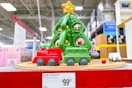 step2 christmas tree and motorized train set display in store