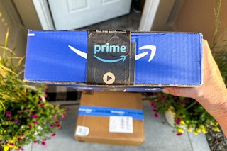 amazon prime box being held
