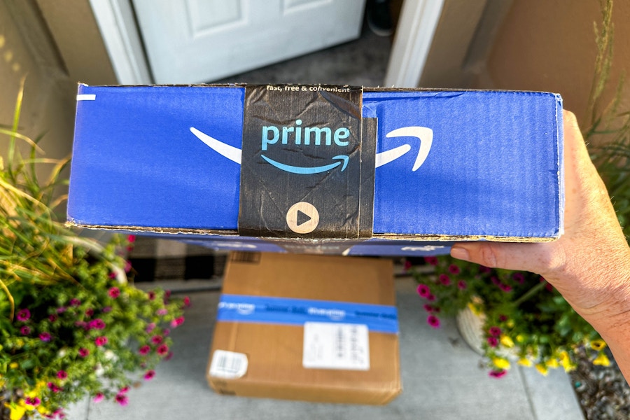 amazon prime box being held