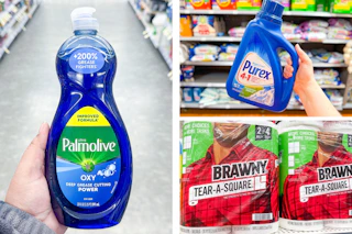palmolive, purex, and brawny 3-photo collage