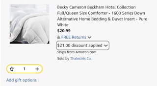 Comforter Amazon receipt