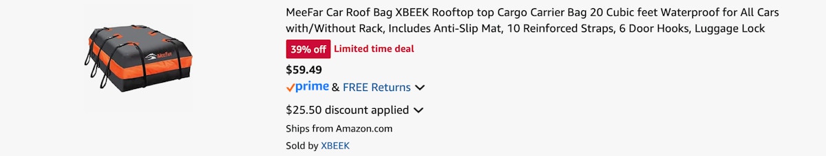 Amazon Car Rooftop Cargo Bag 2025
