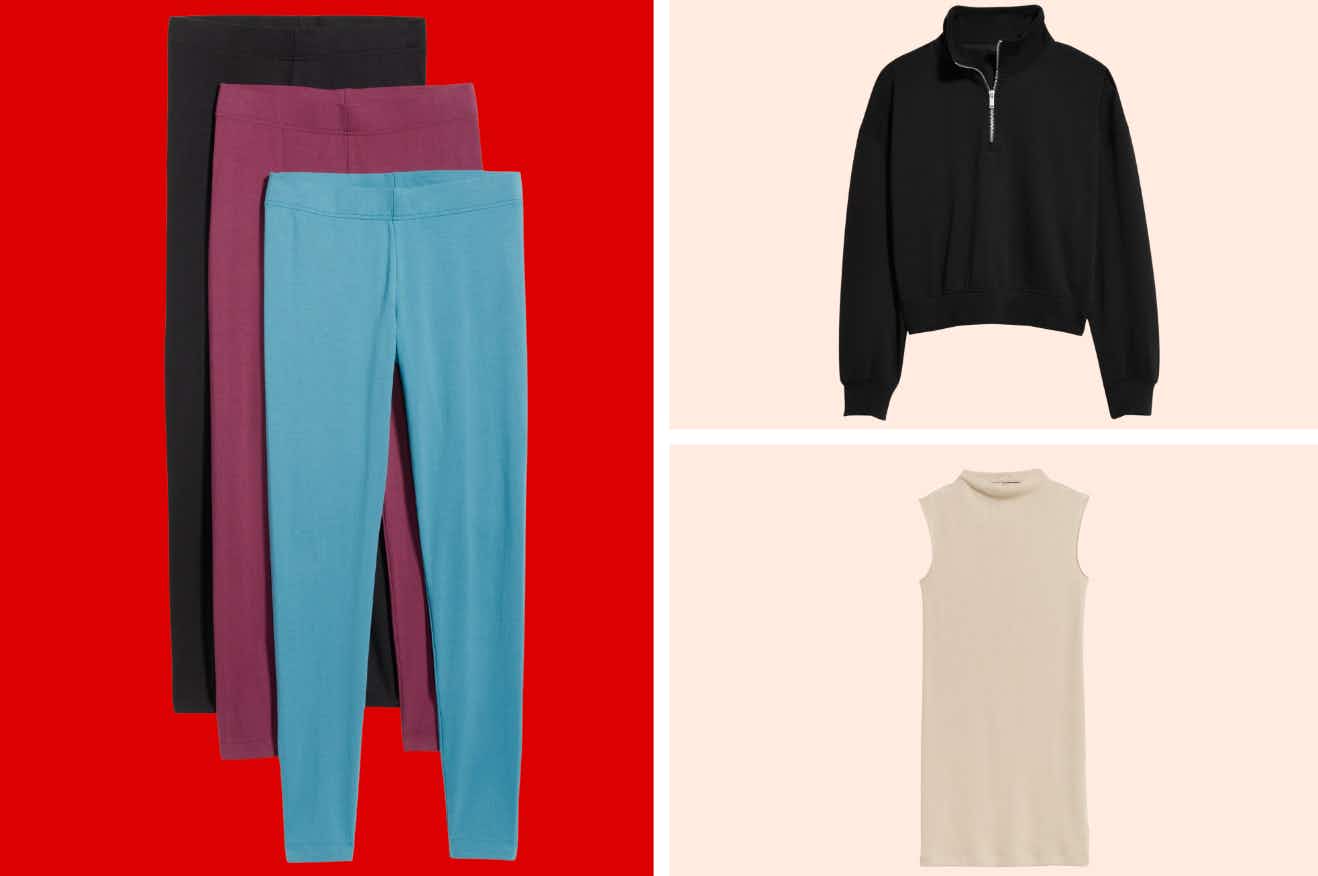 Women's Clearance Apparel at Old Navy: $12 Leggings Pack and $13 Half-Zip