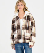 Juniors' Sherpa-Lined Hooded Shacket
