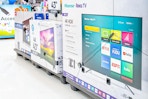 Hisense tv in a store aisle