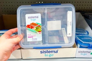 Sistema food storage container being pulled off the shelf at Walmart