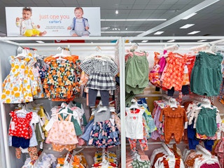 the carter's baby apparel section at target showing
