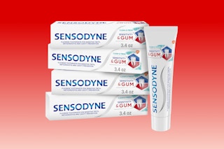 Sensodyne gum sensitivity packaging on KCL template