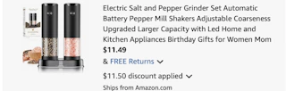 salt and pepper grinder set Amazon receipt