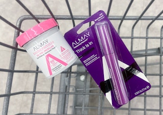 cart with almay mascara and eye makeup remover