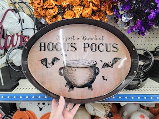 serving tray that says "it's just a bunch of hocus pocus"