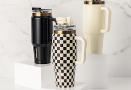 Trendy Thyme & Table Checkered Tumbler, Under $17 at Walmart card image