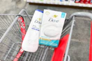 shopping cart with dove body wash and bars