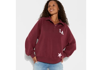 Women's LA Button-Front Sweatshirt