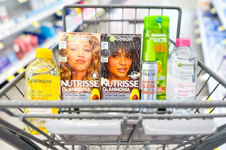 garnier products in a shopping cart