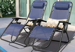 a 2-count set of blue zero gravity chairs