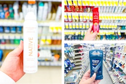 collage with native, old spice, and degree deodorants