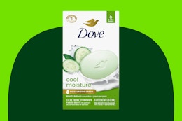 Dove beauty bars, cucumber, on green KCL template