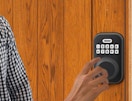 a keypad lock on a door 