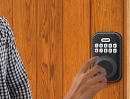 a keypad lock on a door 